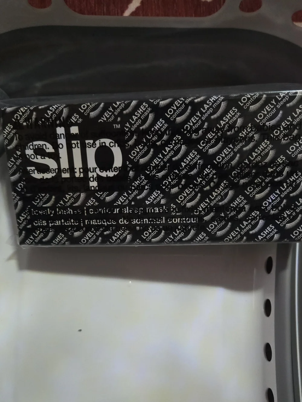 slip Black Face Mask with Repeat Logo Pattern